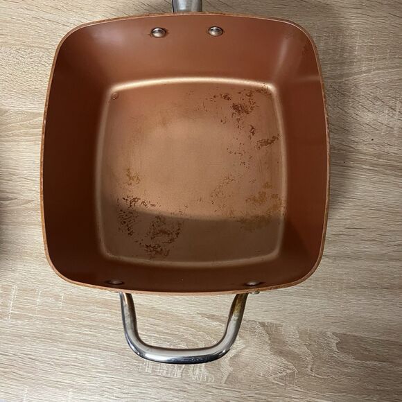 All in One Pan Copper Chef Pan 9.5-Inch Nonstick Deep Square Induction Frying - Picture 10 of 13